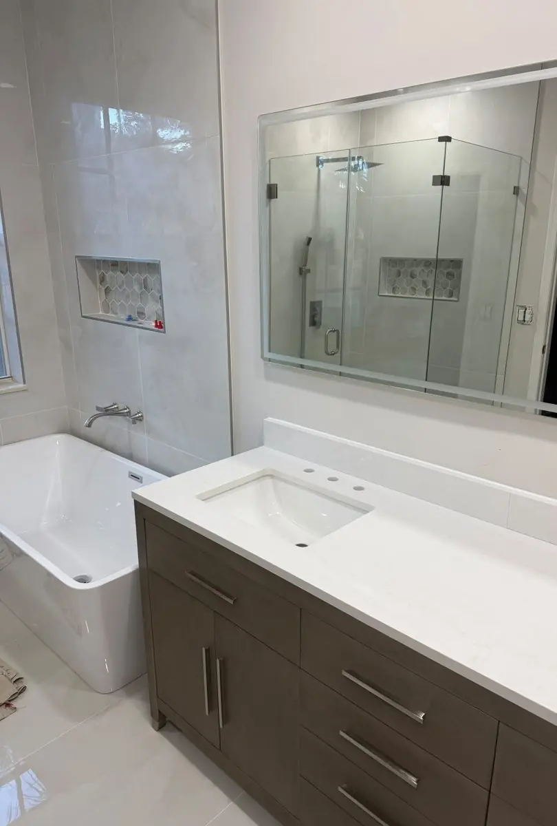 Guest and powder bathrooms — Bathroom remodel by Proper Roofing