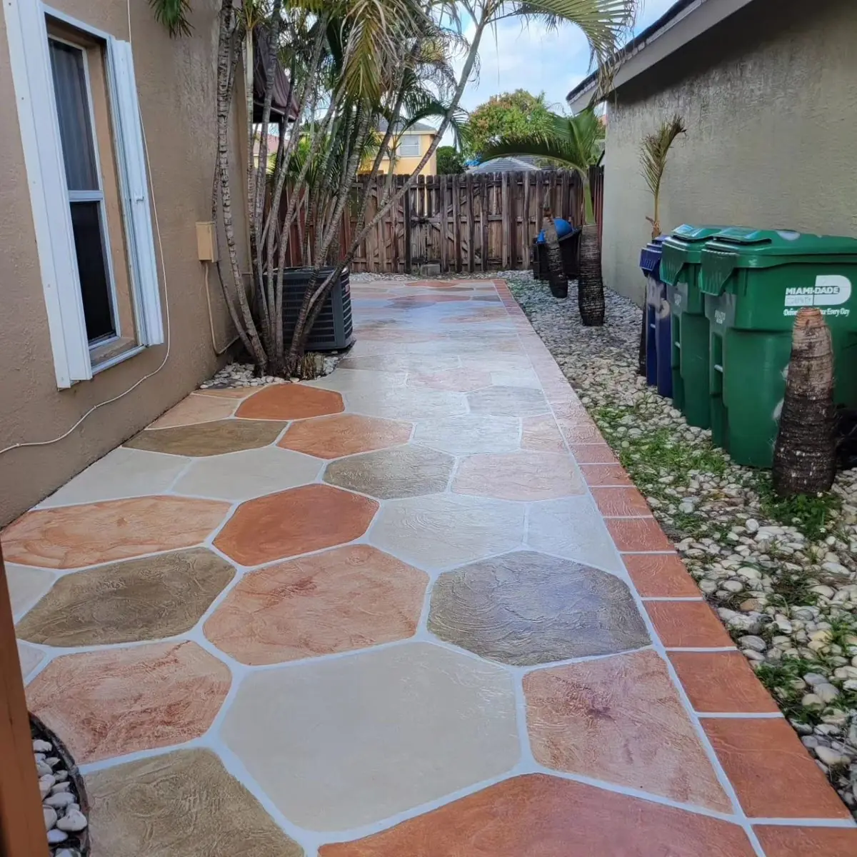 Stamped concrete pool decks and patios — Pool deck by Proper Roofing